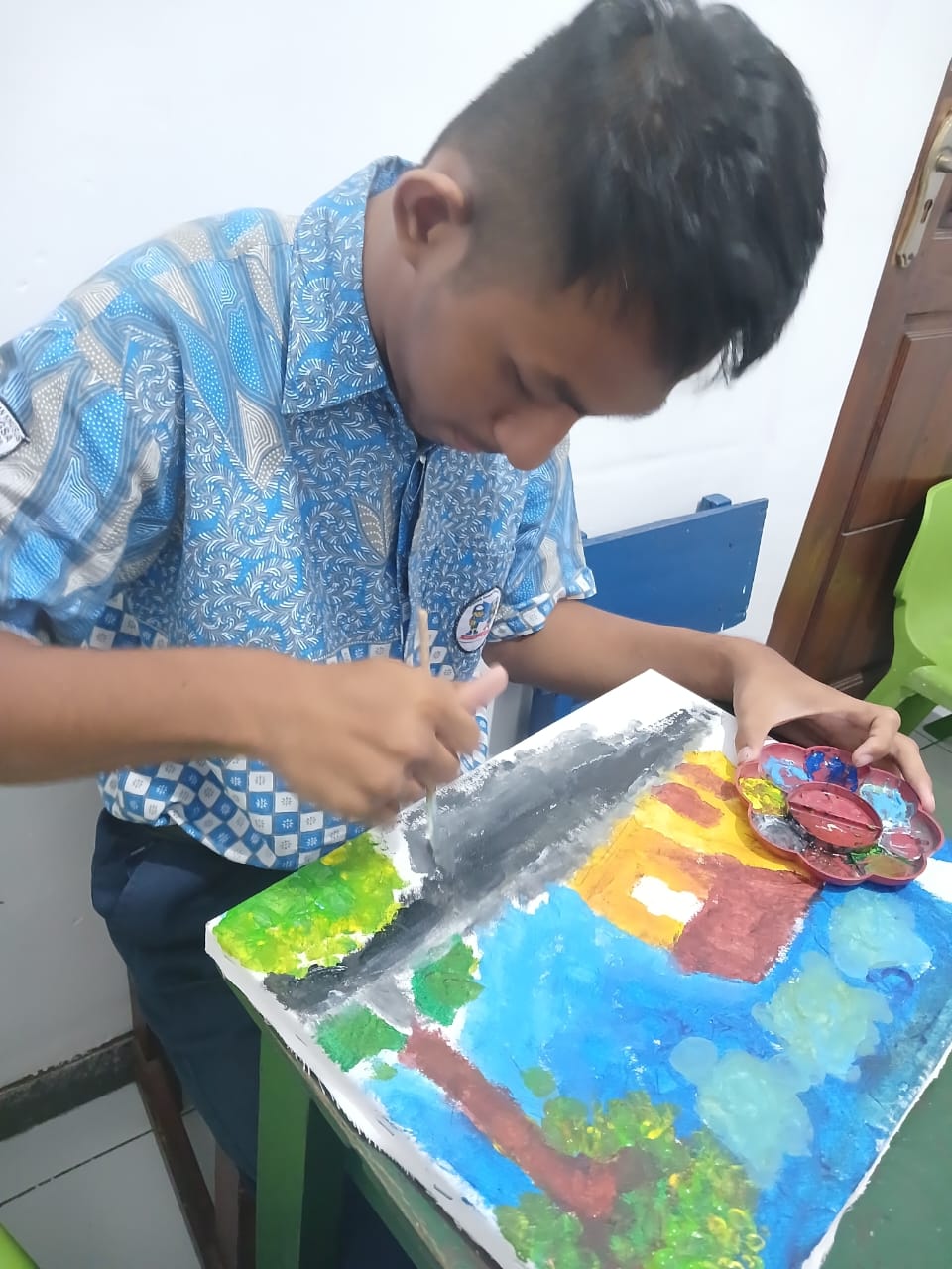 Melukis diatas kanvas